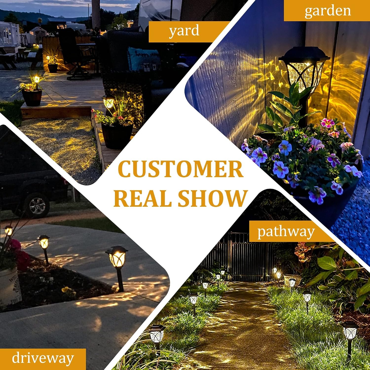Solar Pathway Lights 6 Pack, Warm White LED Garden Path Lights