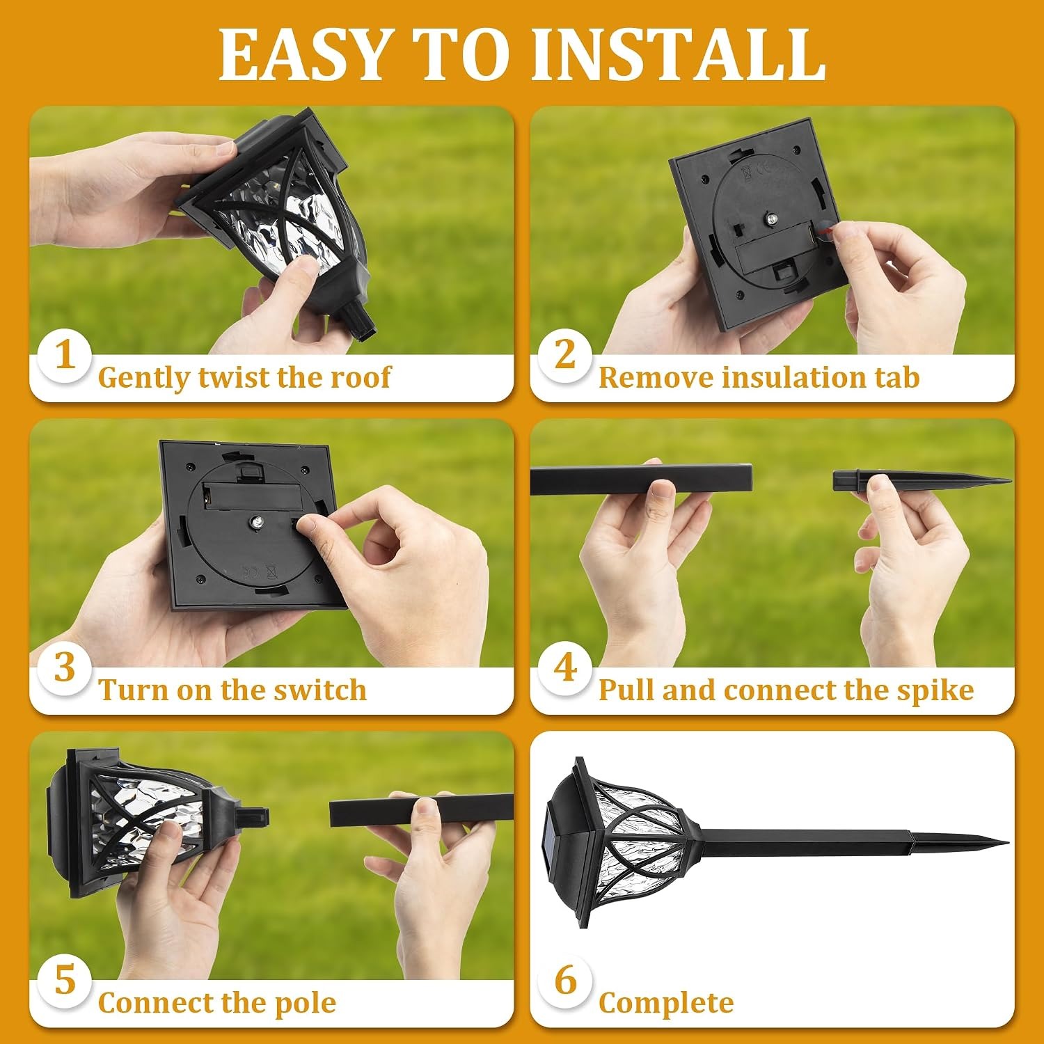 Solar Pathway Lights 6 Pack, Warm White LED Garden Path Lights