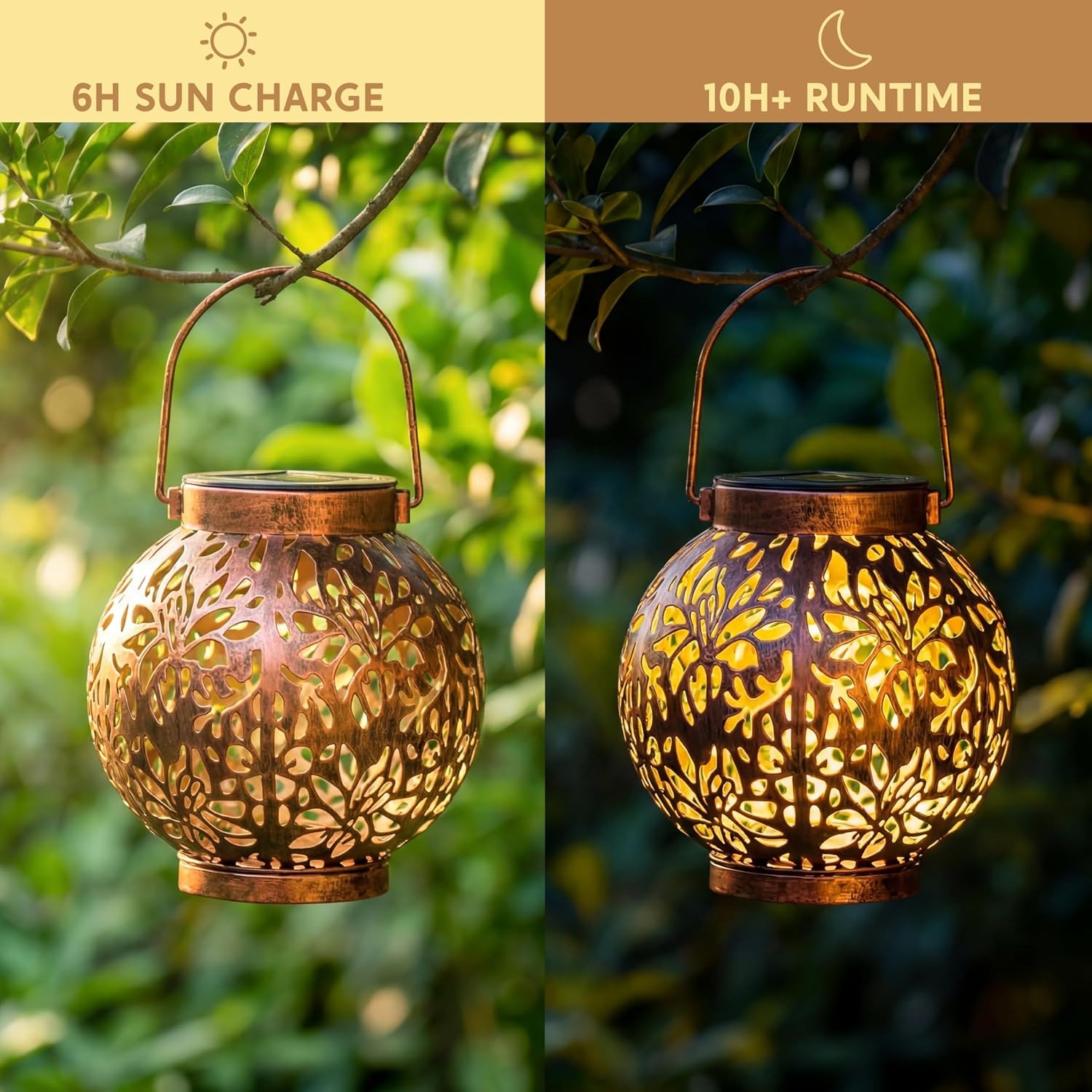 Joiedomi Flower Pattern Solar Lanterns 2 Pack