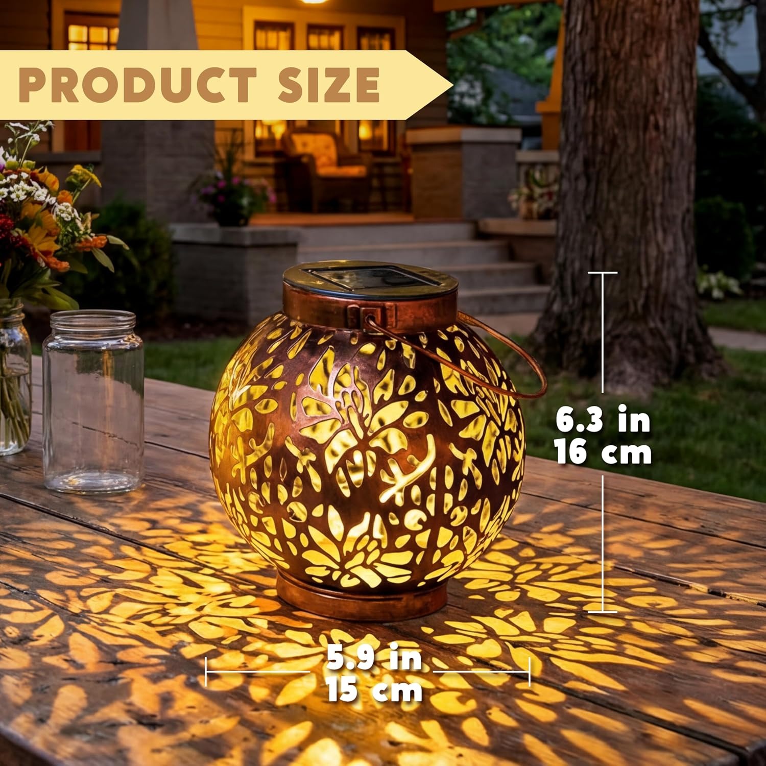 Joiedomi Flower Pattern Solar Lanterns 2 Pack