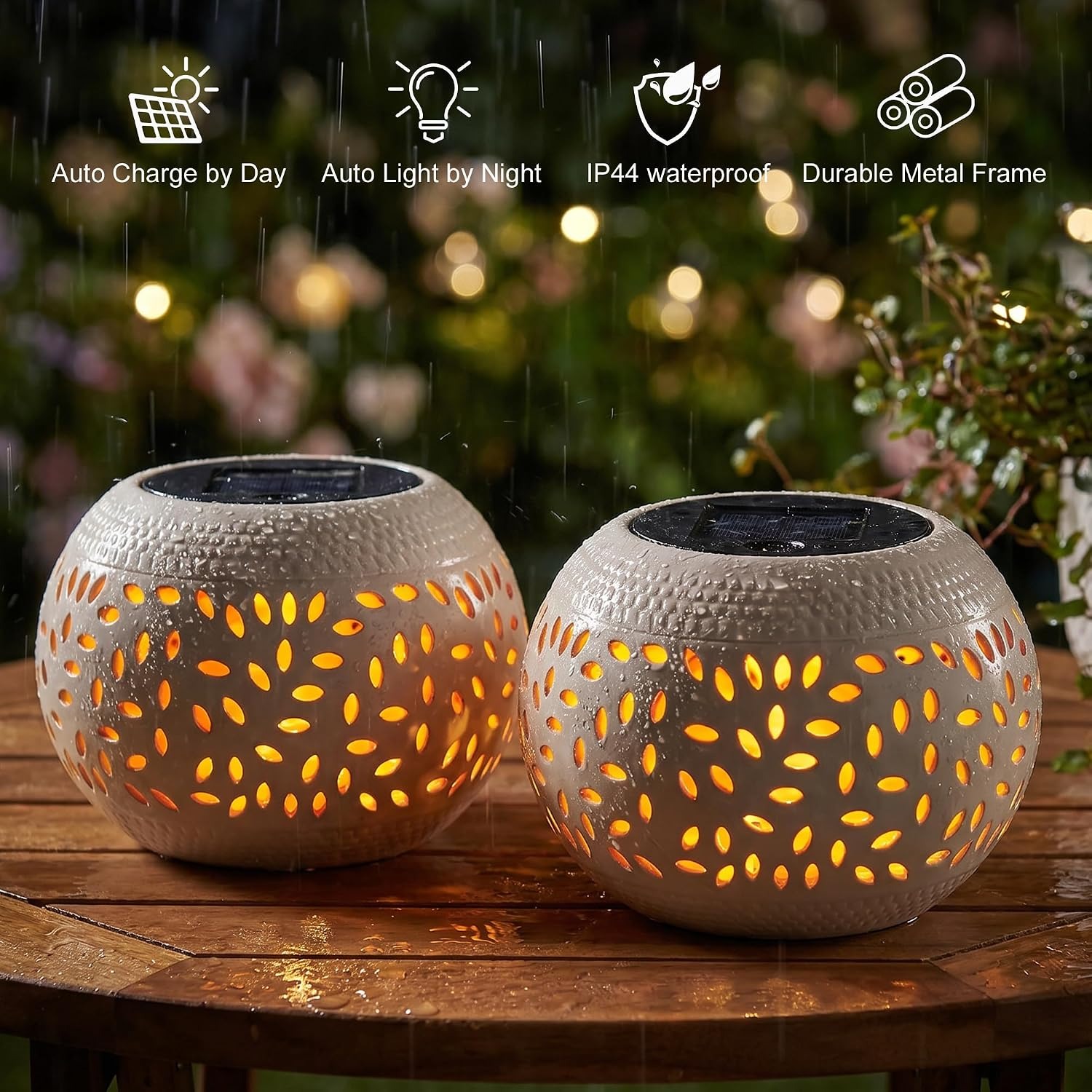 pearlstar Solar Flame Table Lantern