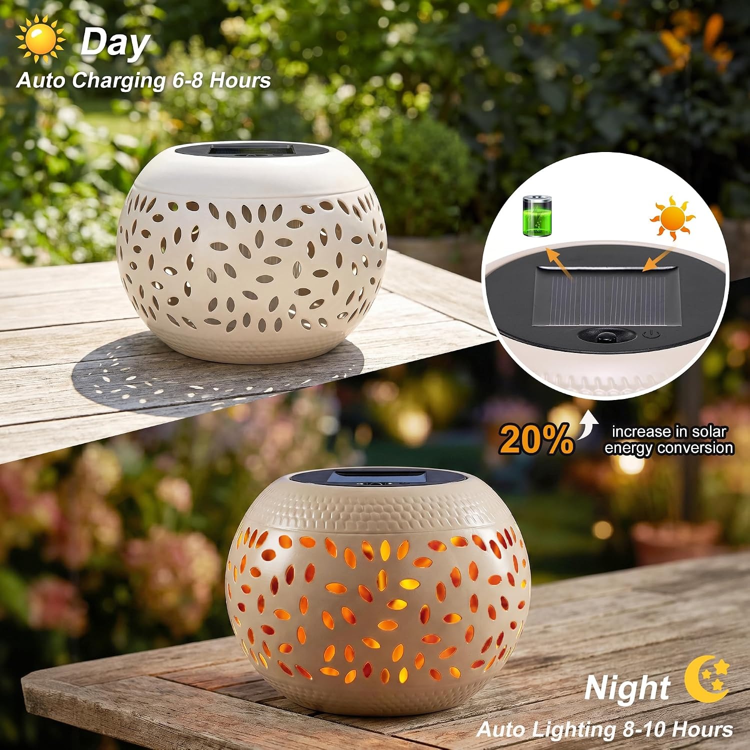 pearlstar Solar Flame Table Lantern