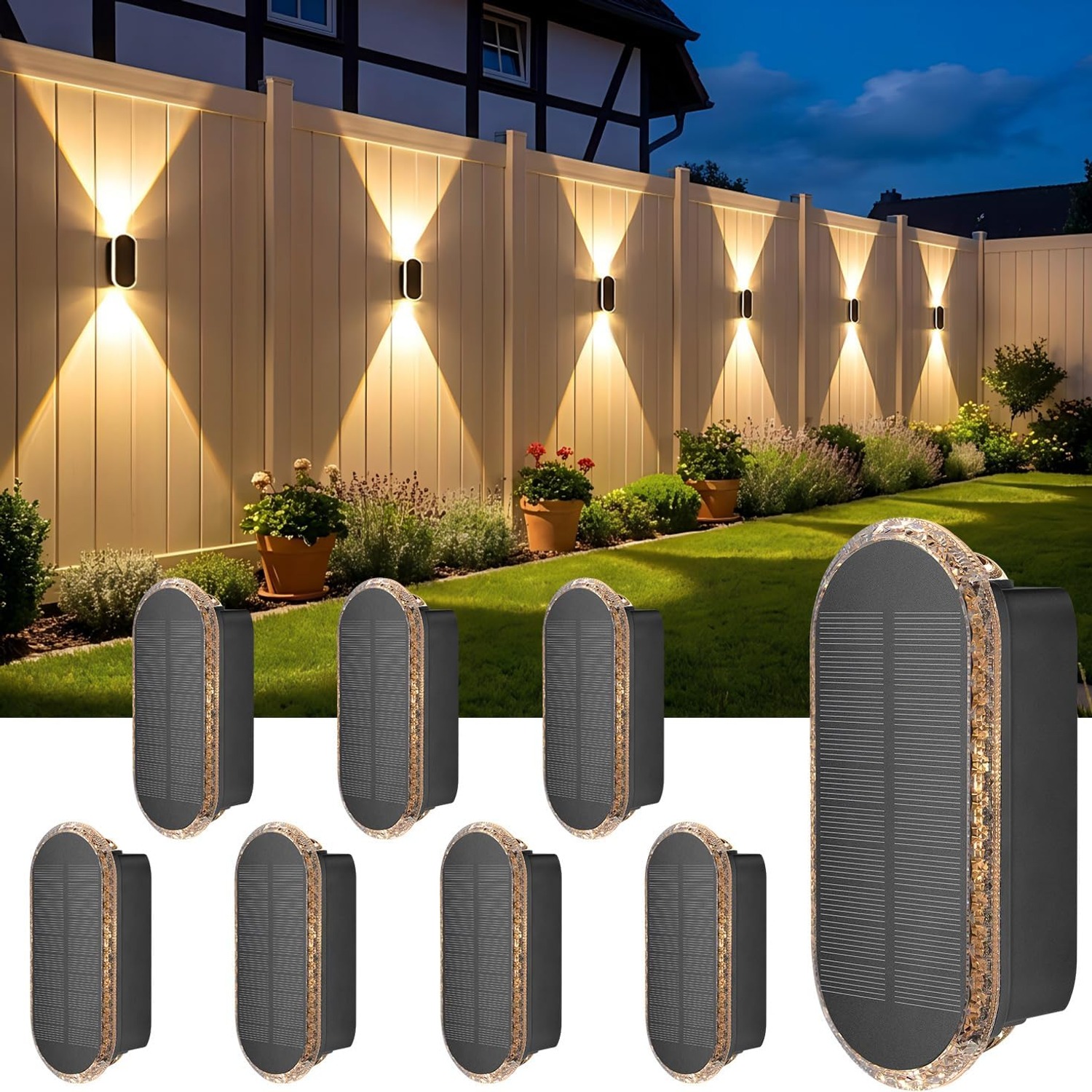 ELLASAY Solar Fence Lights 8 Pack