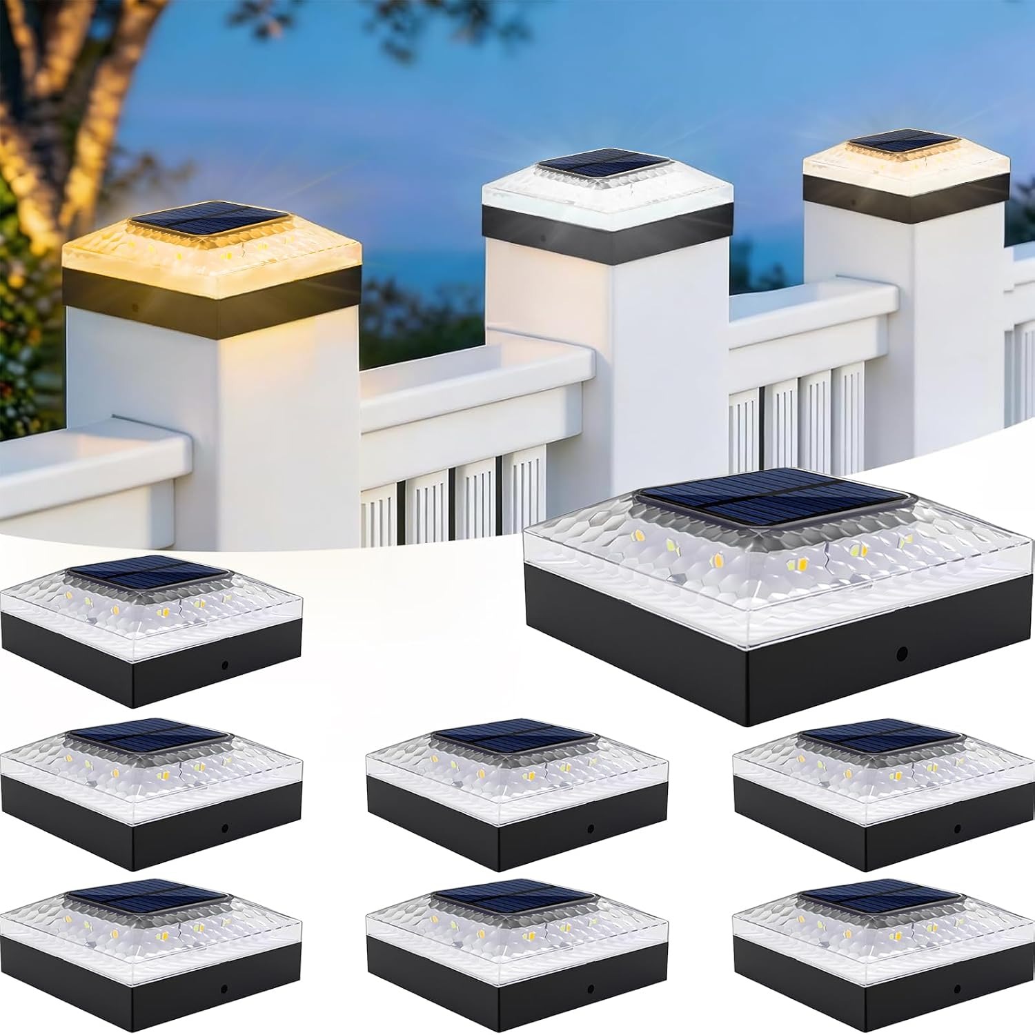ROMANJOY Solar Post Cap Lights 2 Pack
